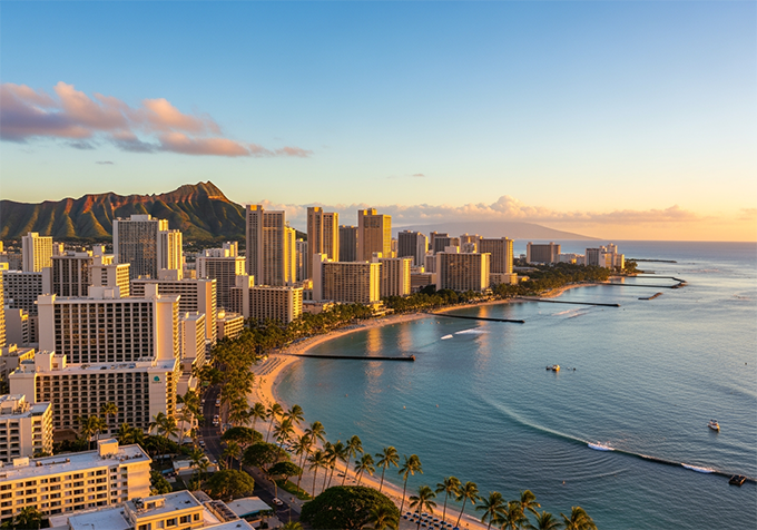 View of capital city Honolulu Oahu